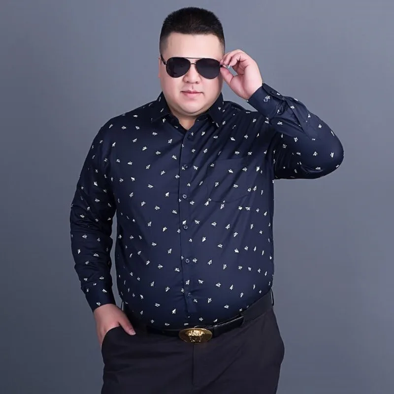 Большие размеры 8XL 7XL 6XL Осенняя брендовая мужская одежда Slim Fit Мужская рубашка с длинными рукавами Мужская Повседневная рубашка в горошек Social Новинка