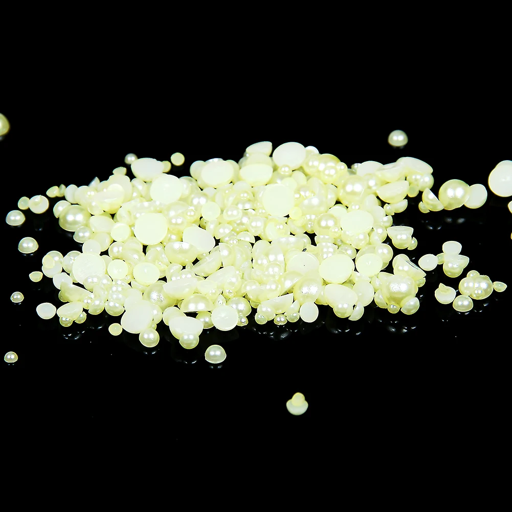 32 light yellow Много цветов полукруглые жемчужины 1000 шт 2 мм плоские с одной стороны поделки клей на смоле Бусины для мини ногтей художественный чехол для телефона DIY украшения - Цвет: 32 light yellow