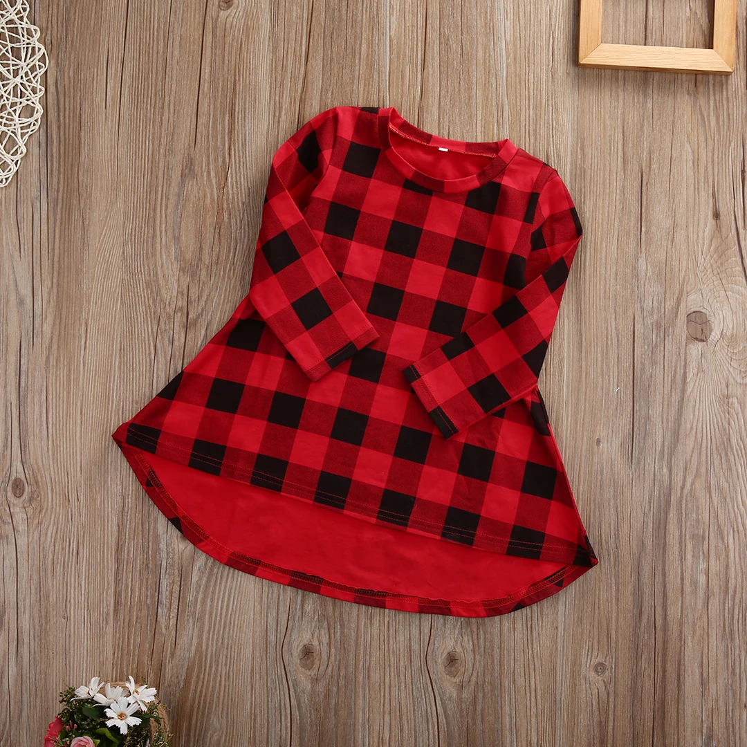 New 2017 Summer Kids Baby Girls Casual Plaid Dress Long Sleeve Dresses Princess Wedding | Детская одежда и обувь