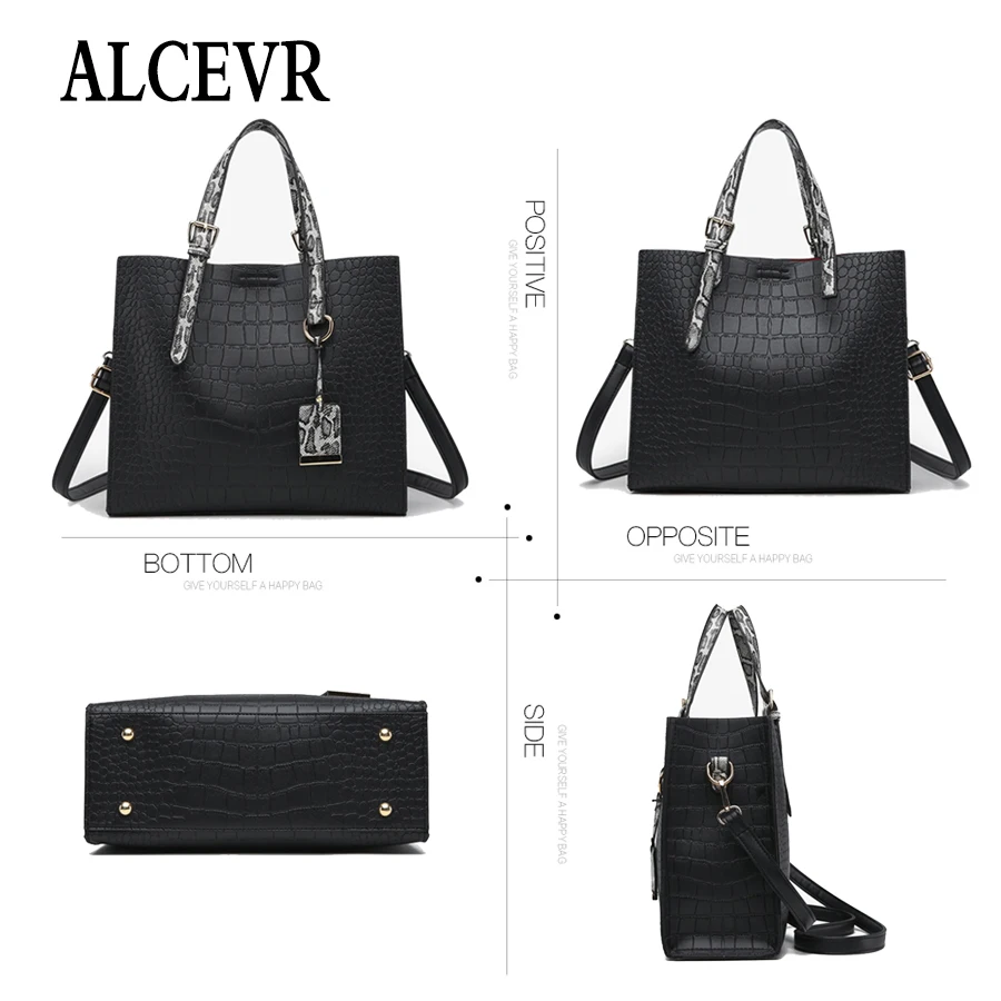 ALCEVR Simple Style Alligator PU Leather Shoulder Bags Solid Color Soft Handbags For Female Casual Crossbody Women | Багаж и сумки