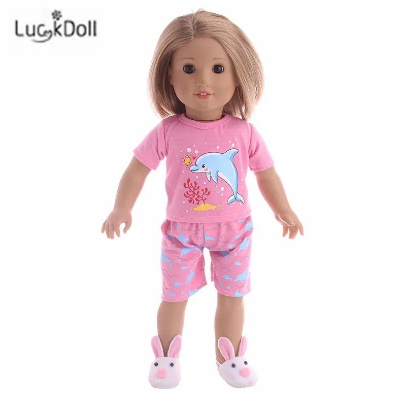 Повседневные короткие рукава и шорты LUCKDOLL 18 дюймов американская кукла 43 см