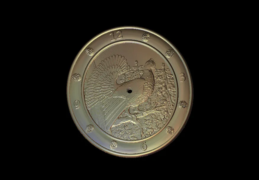 

3D round bird peacock clockrelief for CNC router engrave Artcam Aspire type3 STL format file M481