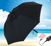 119cm diameter solar auto charging panels electricity fan anti thunder fiberglass windproof portable battery golf umbrella