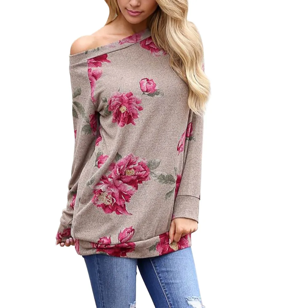 Рубашка с круглым вырезом Женская Весенняя рубашка винтажная Цветочная печать