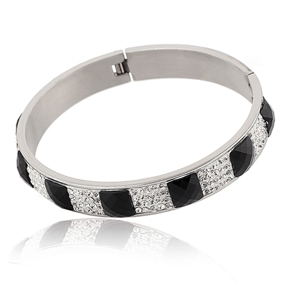 Женский браслет с прозрачными и черными кристаллами|bangle bracelet|bangle bracelets womenscrystal