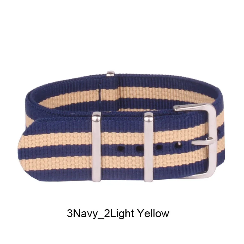 Нейлоновый ремешок для часов укрепленный армейский бежевый темно синий 18 мм|buckle