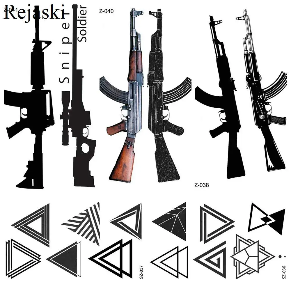 Новые креативные временные тату наклейки Rejaski для мужчин АК пистолет крутая рука