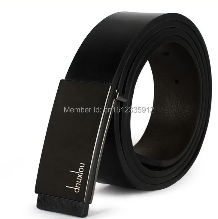 New fashion men's leather belt black smooth buckle leisure wild minimalist | Аксессуары для одежды