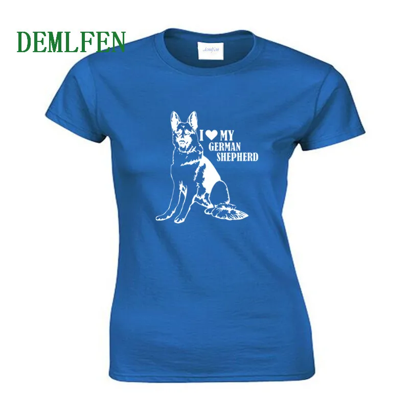 Летняя женская хлопковая футболка с надписью I Love German Shepherd модная короткими