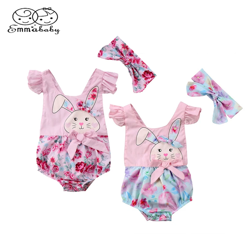 Emmababy Милая Пасхальная Цветочная Одежда для новорожденных девочек кролик без