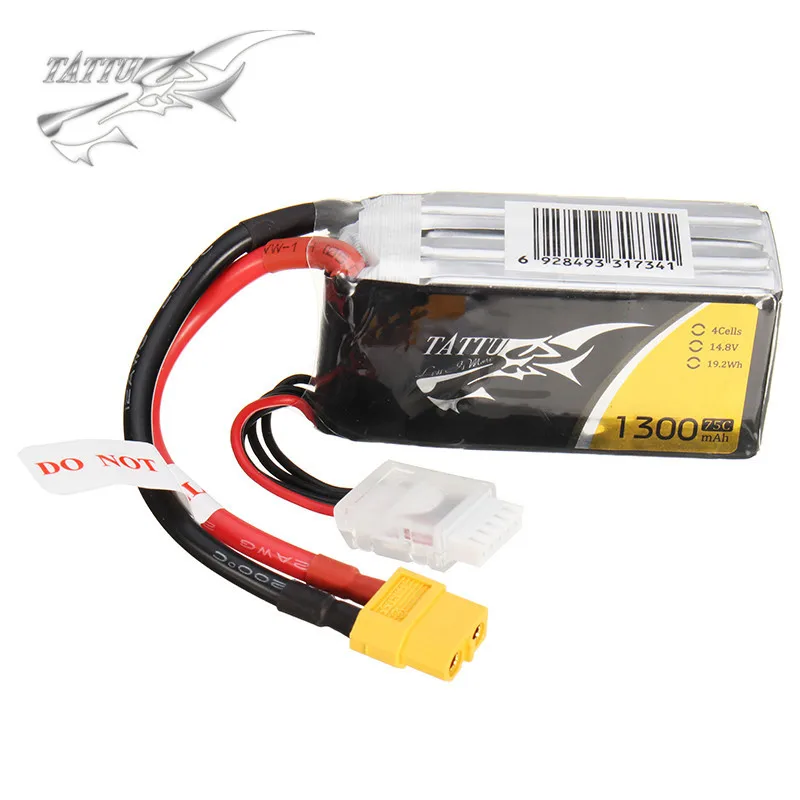 TATTU 14 8 V 1300mAh 75C 4S 1P Lipo батарея XT60 разъем для FPV RC гоночный гонщик Дрон Квадрокоптер VS
