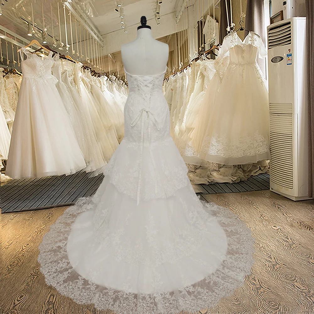 AL08 Свадебные платья для милой невесты с кристаллами Многоярусное свадебное