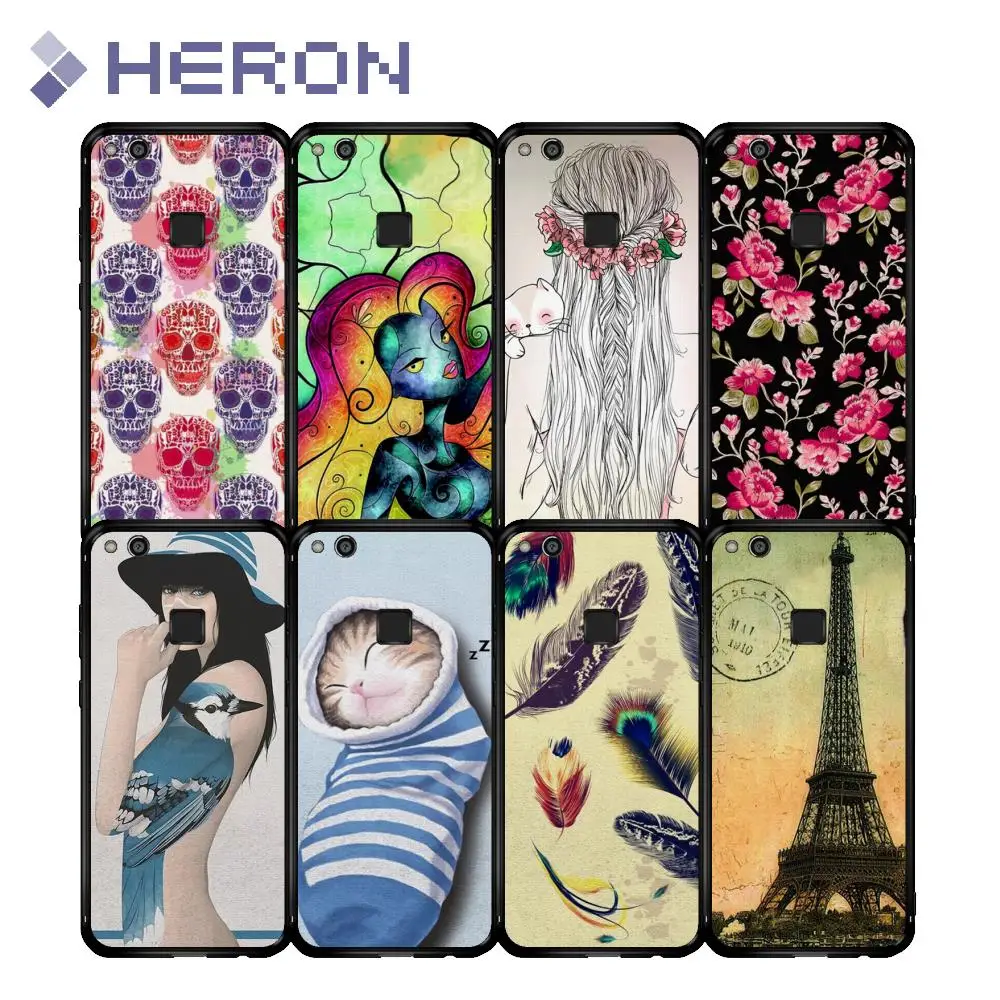Super Thin Soft Black Matt Case For Huawei p10 lite Street View 24 Patterned TPU Back Cover Anti Finger Print |