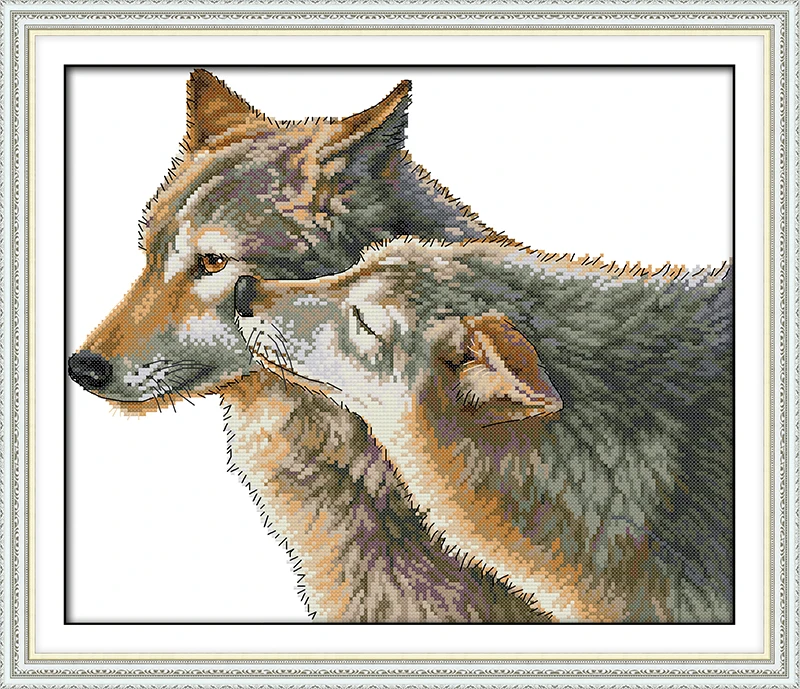 Joy Sunday Jungle beast wolf/tiger/leopard/lion DIY холст DMC Счетный Набор для вышивания крестиком Набор для вышивания рукоделие