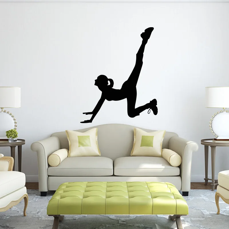 Мультяшная художественная Наклейка на стену для йоги Женская украшение