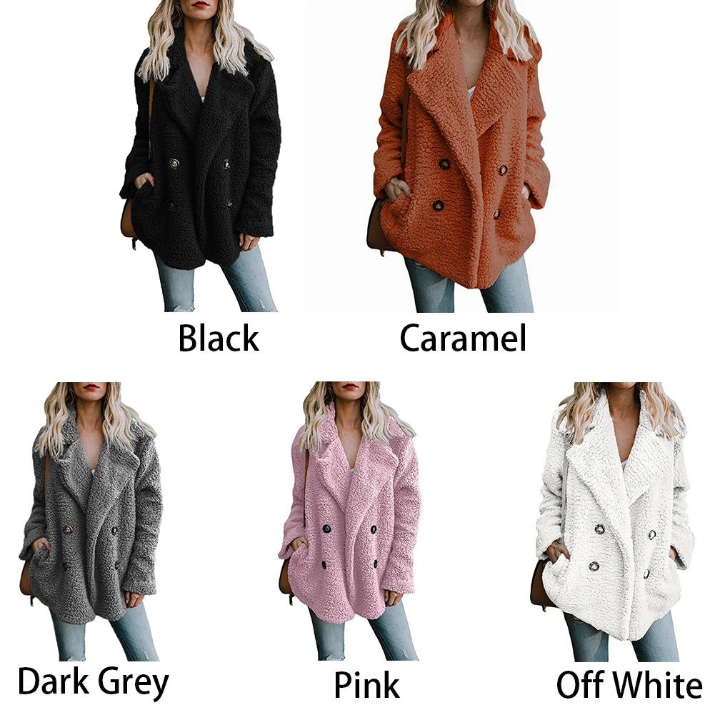 Зимняя верхняя одежда теплая Кнопка женские куртки с карманом пальто