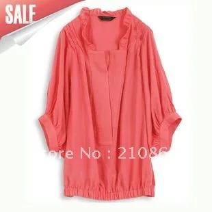 Super loose blouse women short shirts red fashion and comfortable summer clothes ladies half sleeve design 615R |