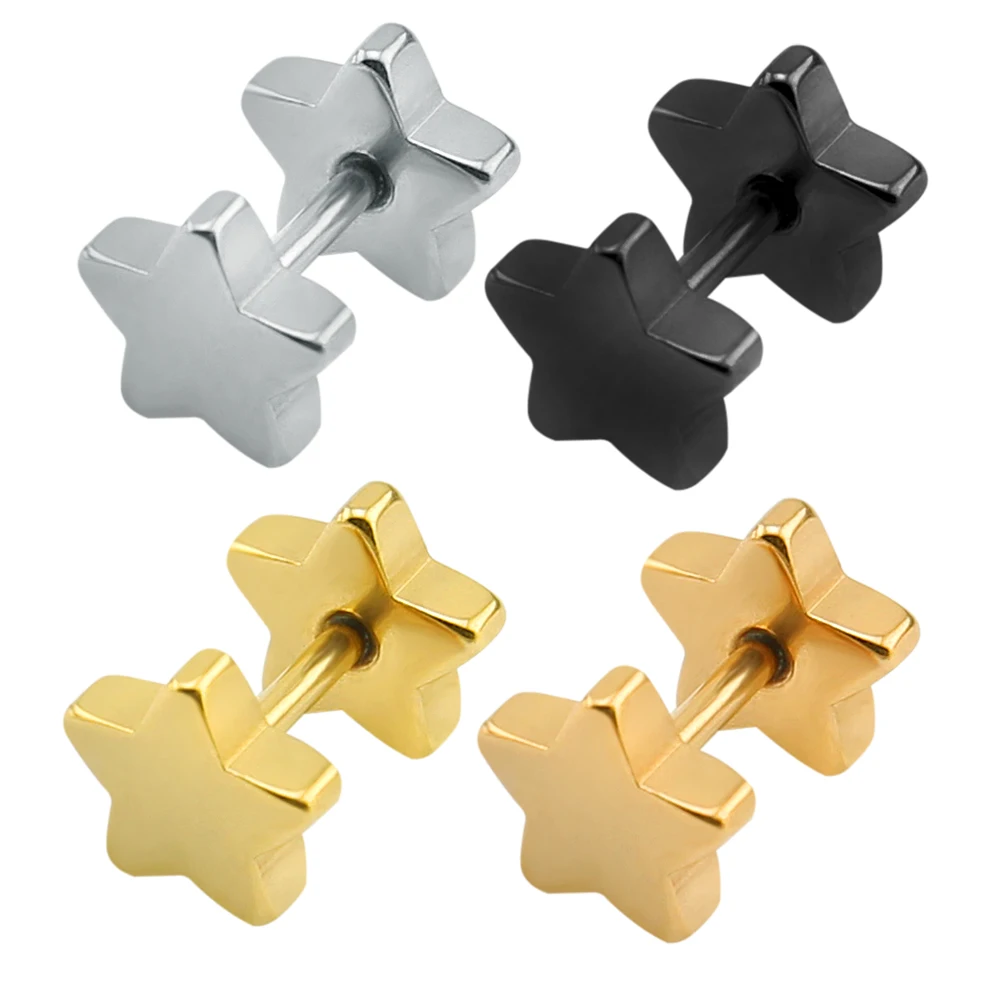 Серьги гвоздики со звездами в повседневном стиле серьги подвески с двумя модные