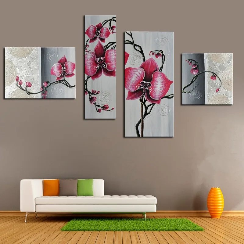 Ручная работа цветочные Акриловые Картины роспись абстрактный красный цветок