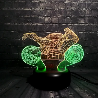 10 Светодиодный 3d-ночник moto cykel светодиодный свет мотоцикл форма автомобиль 7 цветов Изменение человек мальчик подарок спальня декоративная мото лампа RC игрушка - Испускаемый цвет: 10