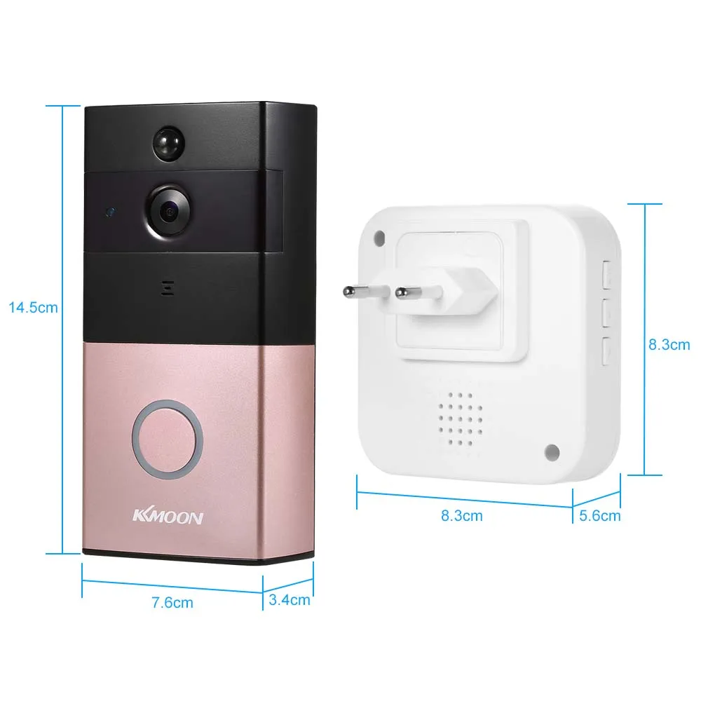 

KKmoon HD 720P IP Wireless Voice intercom Doorbell Smart Video Door Bell Infrared Night View Rainproof PIR Phone APP Control
