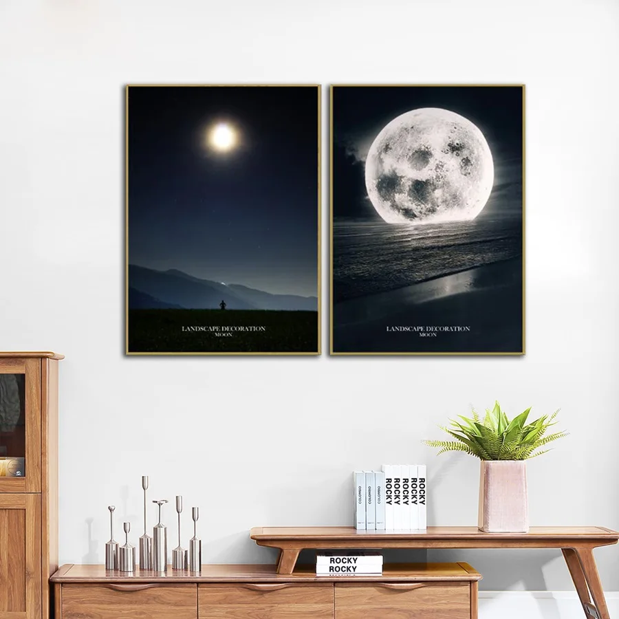 Современный минималистичный фон для фотосъемки с изображением Луны холст