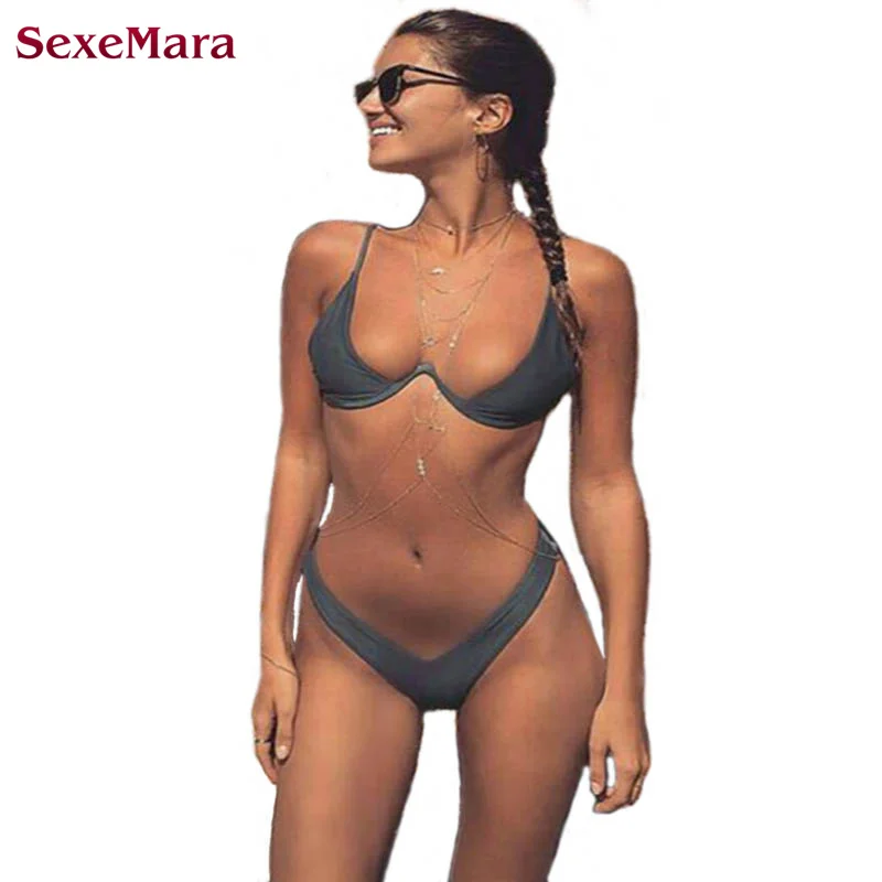 Sexemara сексуальный бразильский 2017 без бретелек комплект бикини Для женщин