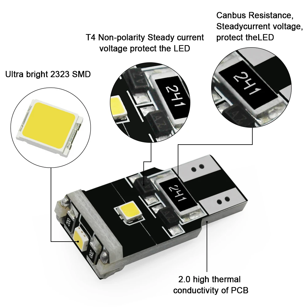 Современный автомобильный 2шт T10 3SMD 2323 светодиодный 168 194 светильник без ошибок