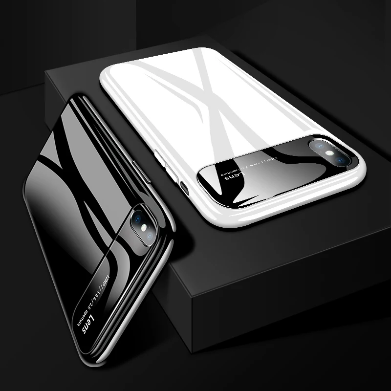 Роскошный зеркальный бронированный стеклянный чехол для iPhone X 6 6s 7 8 Plus