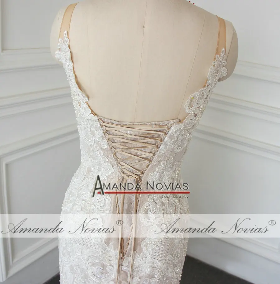 Свадебное платье Русалка цвета шампанского 2019 с жемчугом|mermaid wedding dresses|wedding