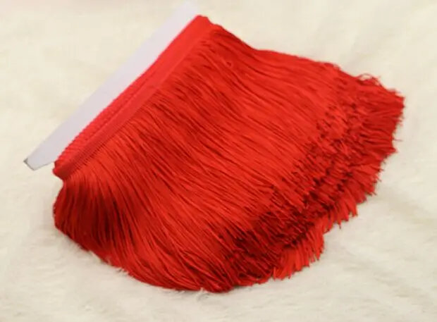 15cm red 5Y 5 ярдов/партия 15 см ширина полиэстер кисточка кружевная бахрома отделка для DIY латинское платье африканская кружевная пряжа - Цвет: 15cm red 5Y