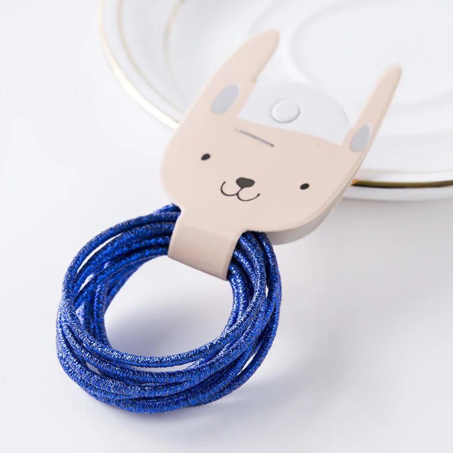 Sapphire Новинка, 10 шт., карамельные цвета, нейлон, Золотая проволока, резинки, Детские Безопасные эластичные резинки для волос, конский хвост, держатель, Детские аксессуары для волос - Цвет: Sapphire