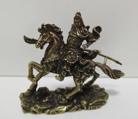 chinese pure brass riding horse guan gong small statue