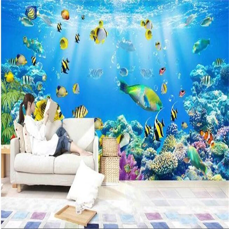 3d обои beibehang фотообои под водой рыба коралл|wall papers home decor|wallpaper custom3d wallpaper |