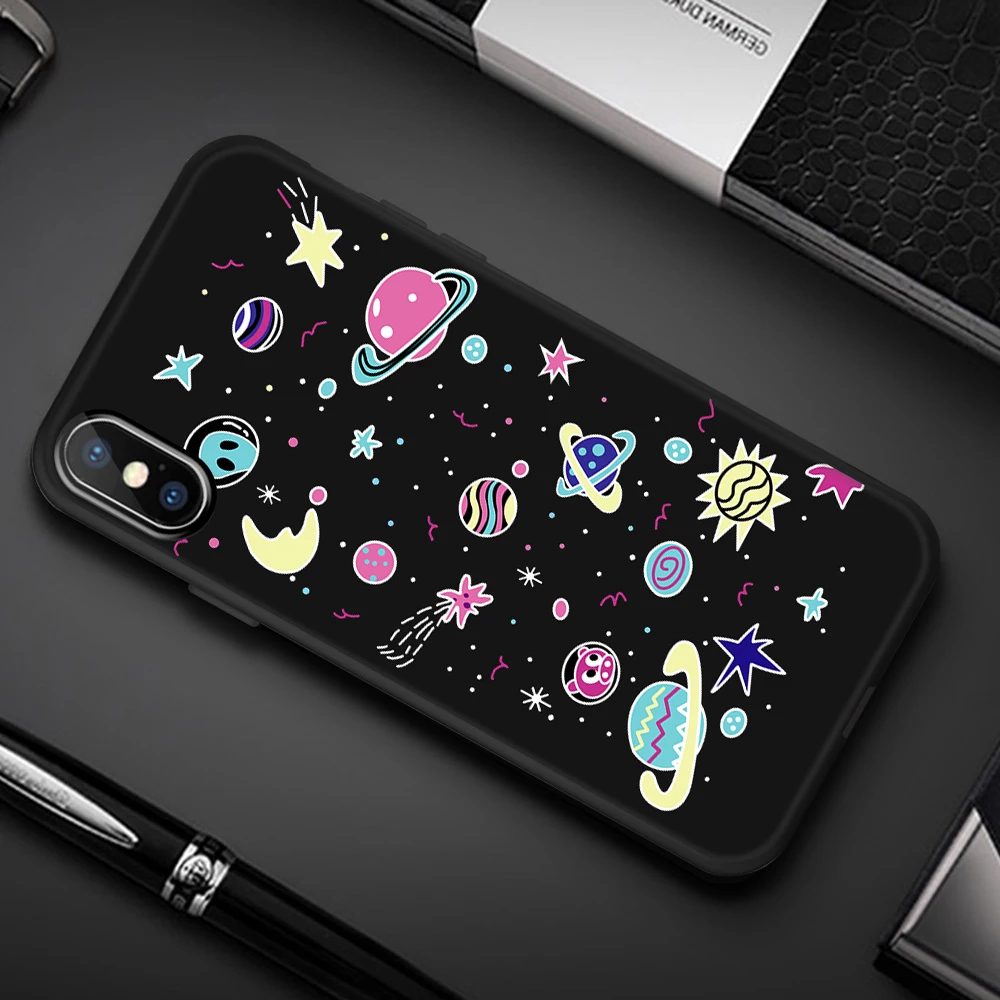 Чехол из ТПУ с рисунком космоса Луны для iPhone 7 8 Plus X 6 6S 5 S 5S SE XS Max XR силиконовый