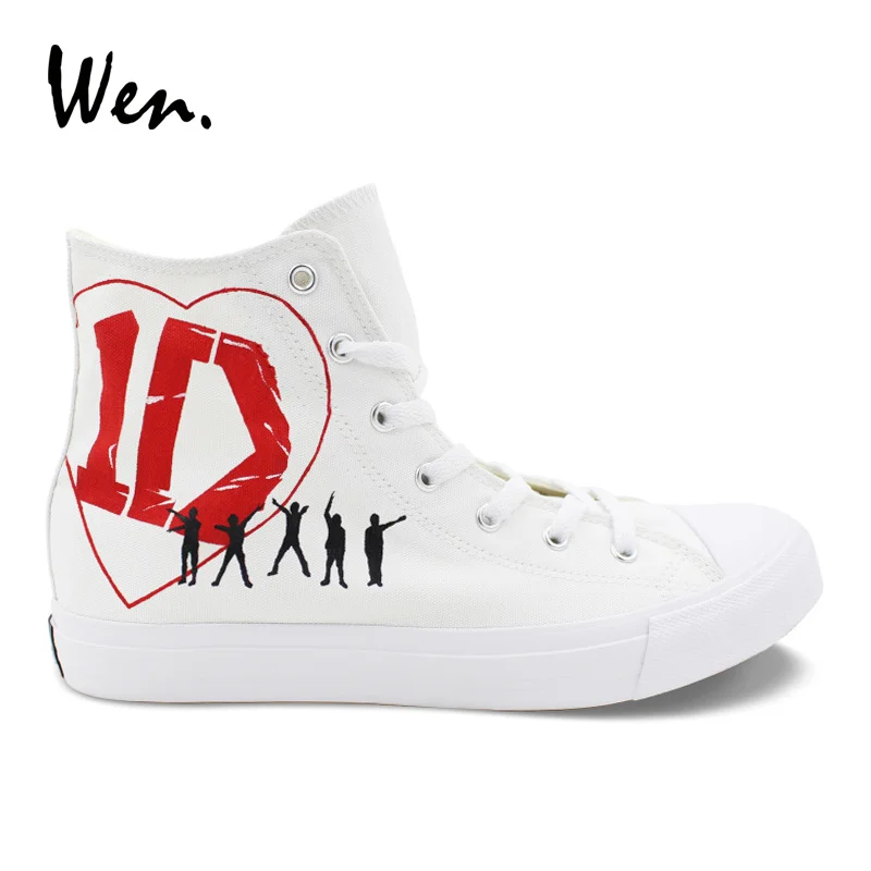 

Wen White Womens Casual Shoes Design Custom One Direction Hand Painted Shoes High Top Mens Canvas Sneakers for Christmas Gifts