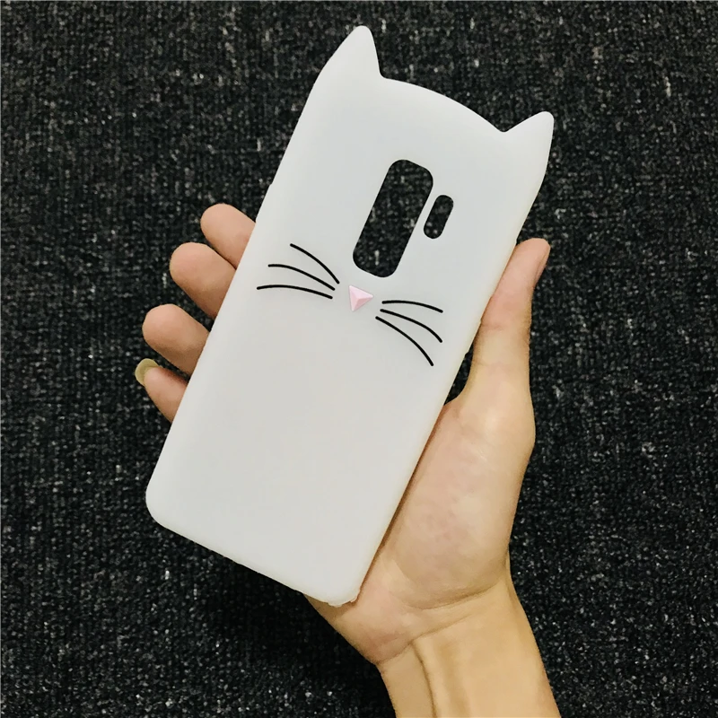 3D мультфильм бутылка Единорог кошка Ститч чехол с Минни для samsung Galaxy S6 S7 Edge S8 S9 Plus Note 8 чехол s Мягкая силиконовая задняя крышка - Цвет: Beard Cat White