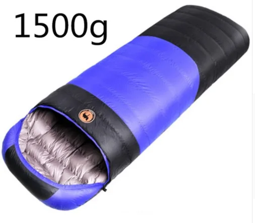 Blue 1500g Весна Лето Осень Зима сверхлегкий 1,5 кг/1,7 кг конверт утиный гусиный пух походный пляжный туристический спальный мешок для кемпинга - Цвет: Blue 1500g