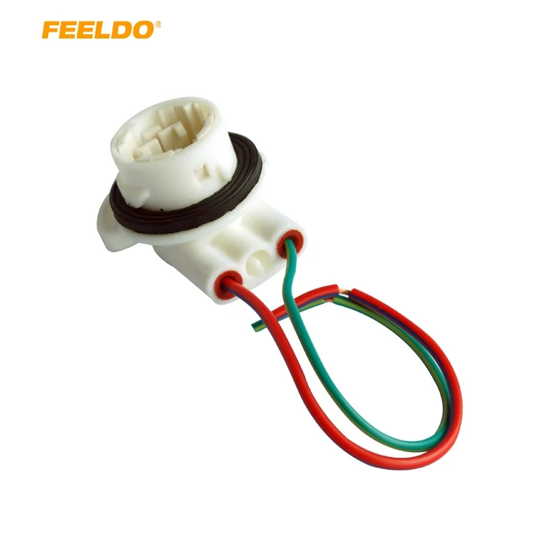 

FEELDO 10Pcs Car 3156B LED Bulb Socket Brake Turn Signal Light Harness Wire Plug Connector