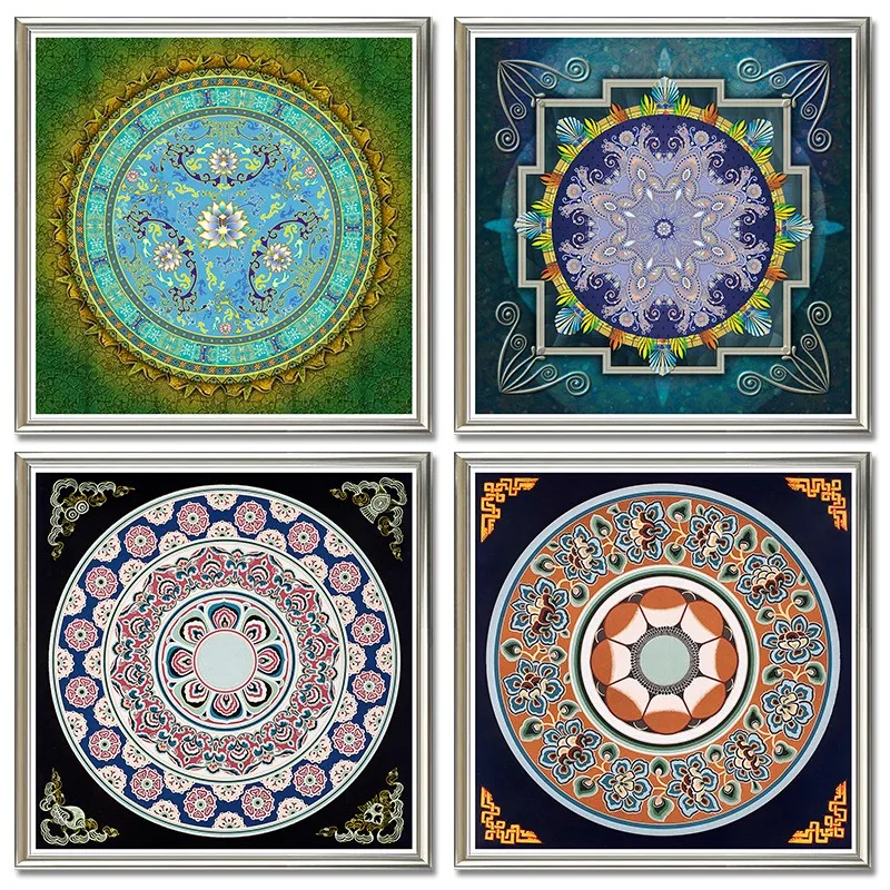 Thangka мандалее с Буддой живопись духовными тибетцами пинтурас религиозная маслом