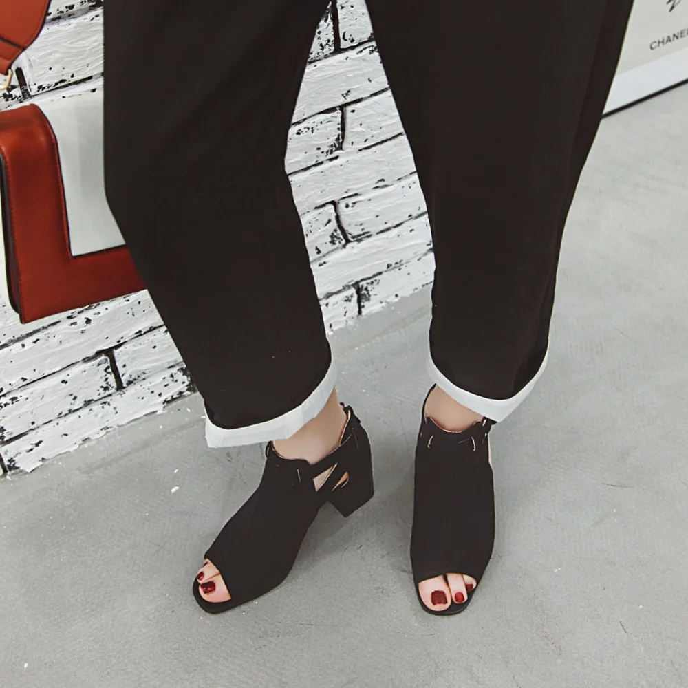 B2-7 Size 33-43 Female Punk Style Flock Sandals Ladies Hollow Summer Sandal Woman High Heels Shoes Women Fashion Career Shoe | Обувь