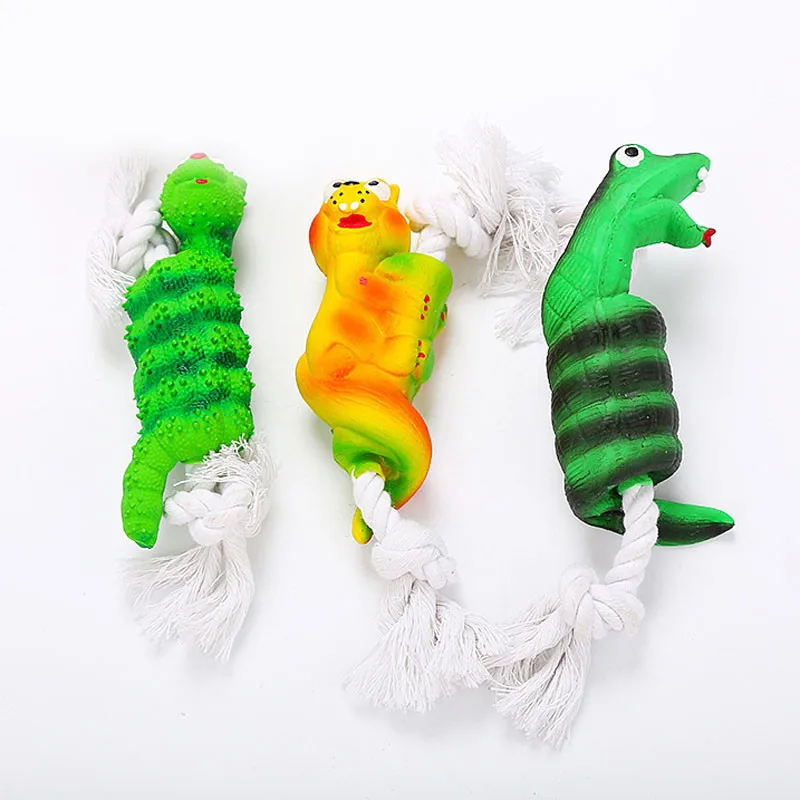 

3 pcs/set Pet Dog Toy Double Knot Cotton Rope with Latex Animal Puppy Chew Toy for Cleaning Tooth