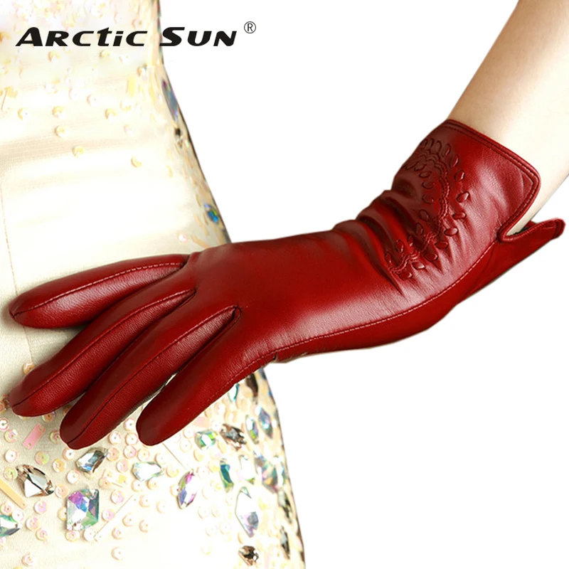 KLSS Brand Genuine Leather Women Gloves High Quality Goatskin Gloves Autumn Winter Elegant Sheepskin Gloves Female 2303 image 2