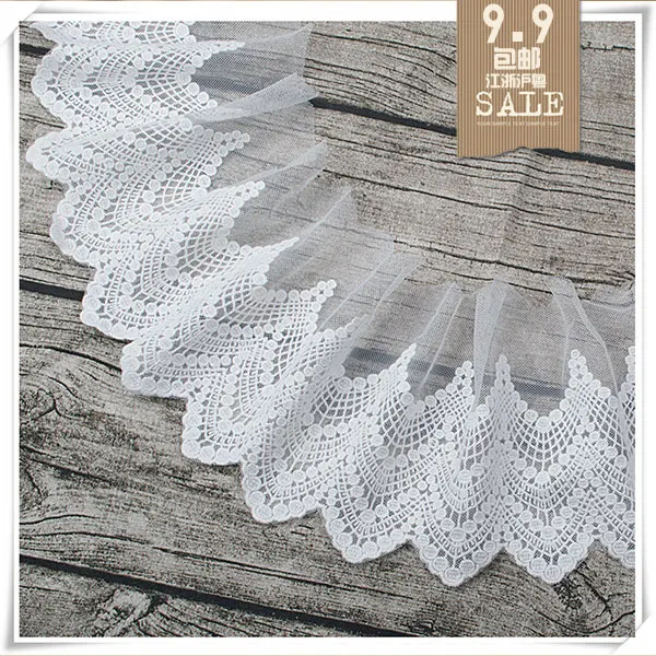 

Hot sale High quality white gauze 16 cm lace skirt edge Embroidery wedding accessories M1601