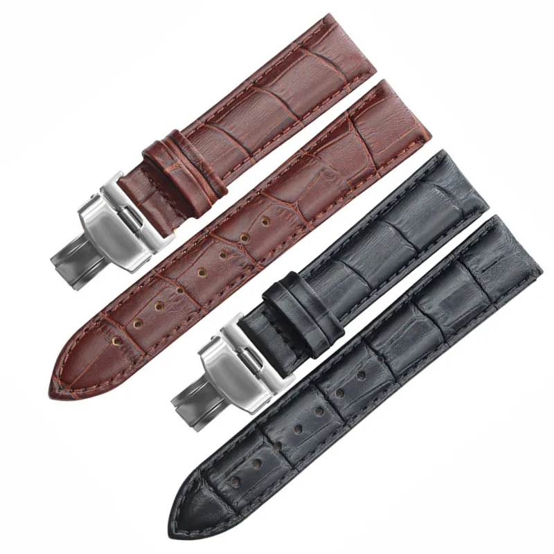 

Handmade Genuine Leather Watch Band Croco Strap With Folding Depolyant Buckle Clasp 16 18 20 22 mm Men Women for Any Watches