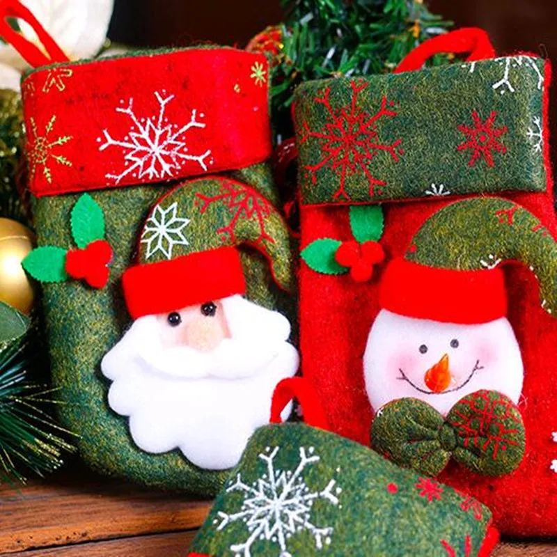 5pcs Gift For New Year Christmas Decor Party Decorations Santa Claus Stocking Candy Socks Gifts Bag Home | Дом и сад