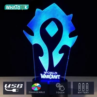 3d illusion night light wow world of warcraft tribal signs usb desk table lamp kiddie kids children family holiday xmas gift