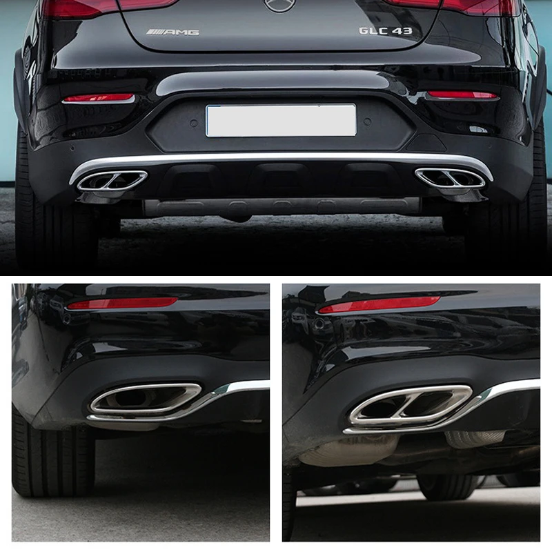 2 шт. глянцевые черные стальные выхлопные трубы для Mercedes Benz GLC E Class C207 Coupe 2014 2017 W212