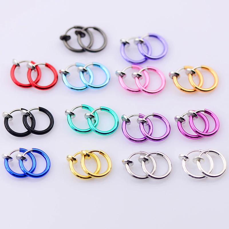 

Sale Multicolors 2pcs/set Women Men Fake Lips Ear Nose Clip Earrings Outer diameter 13mm