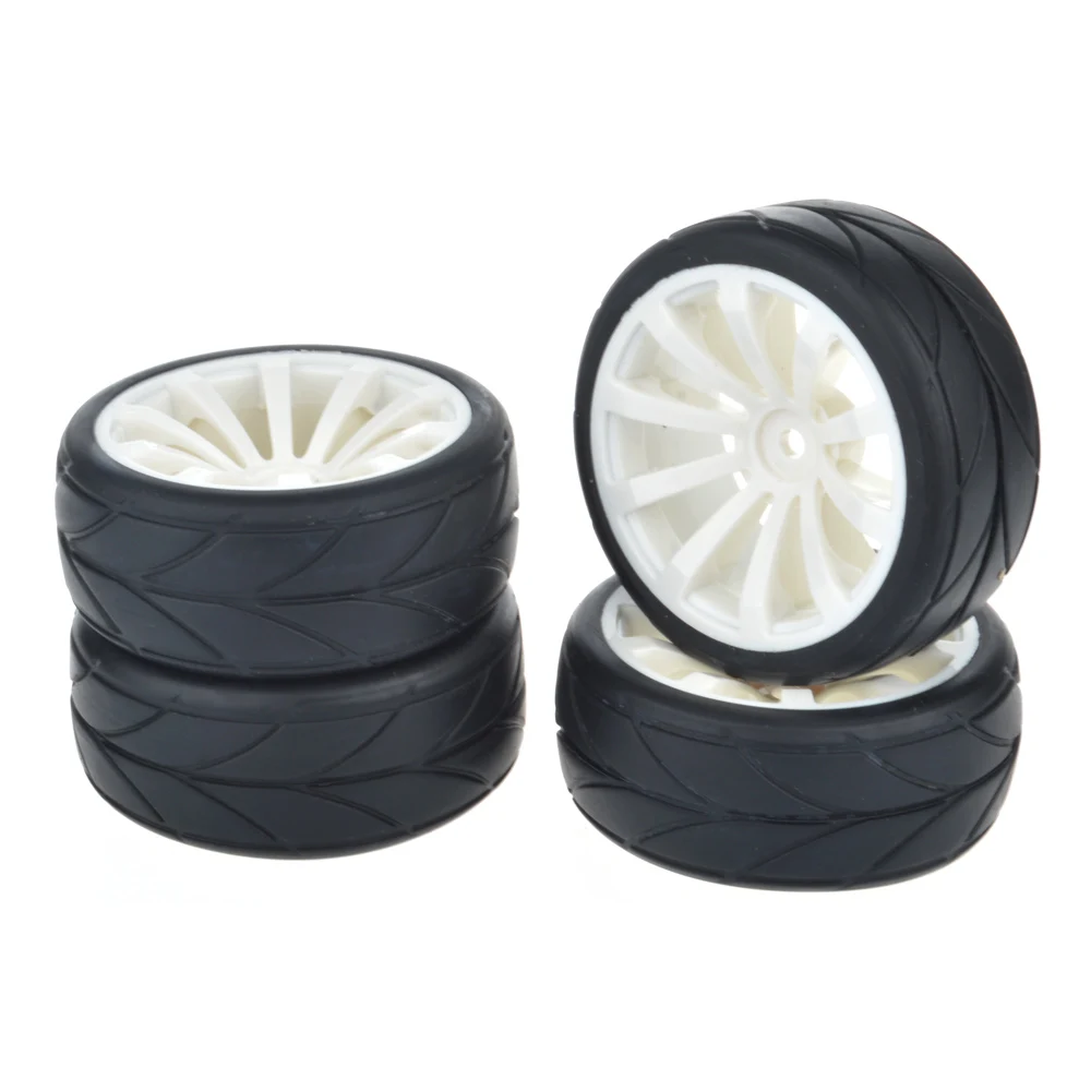 4 шт. автомобильные шины и диски 1/10 для HSP HPI 1:10 Rc On Road белые|tyre 1/10|white car rimsrc rims |